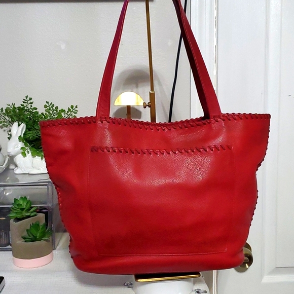 YSL Red Pebble Leather Tote Bag - Picture 16 of 16